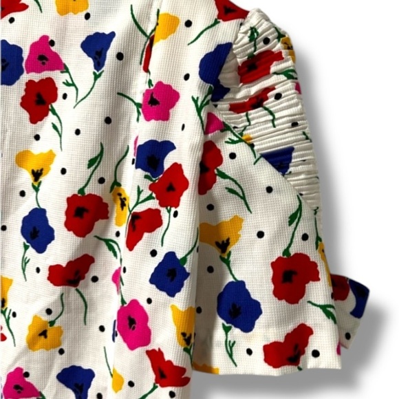 Vintage 80s CARELLE White Floral Button Up Dress Women’s Size Large Spring Retro - Picture 10 of 16